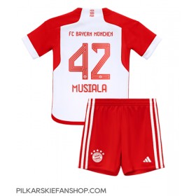 Koszulka piłkarska Bayern Munich Jamal Musiala #42 Strój Domowy dla dzieci 2023-24 tanio Krótki Rękaw (+ Krótkie spodenki)